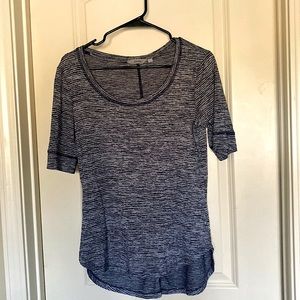 Athleta, blue and white workout shirt. Size small